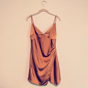 ALTAR'D STATE Ulissa Satin Dress in Cinnamon Women's Medium NWOT